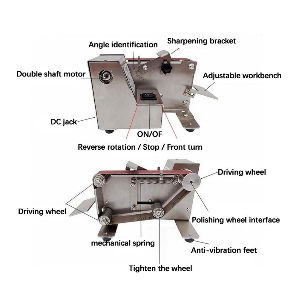 180W Small Sanding Machine Belt Sander 7 Gear Speed Adjustable Household Electric Polishing Machine Desktop Sanding Tool Metal Wood Cutters Grinding Machine with 10 Sanding Belts