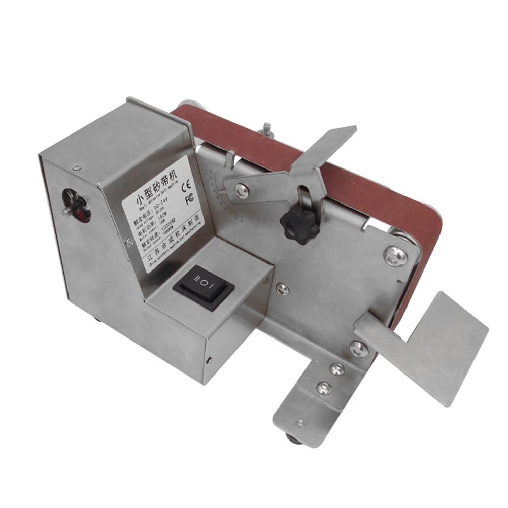 180W Small Sanding Machine Belt Sander 7 Gear Speed Adjustable Household Electric Polishing Machine Desktop Sanding Tool Metal Wood Cutters Grinding Machine with 10 Sanding Belts