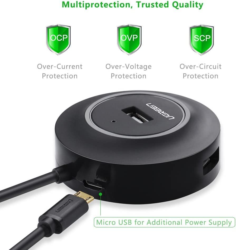 USB 2.0 Hub 4 Ports 1m (Black)