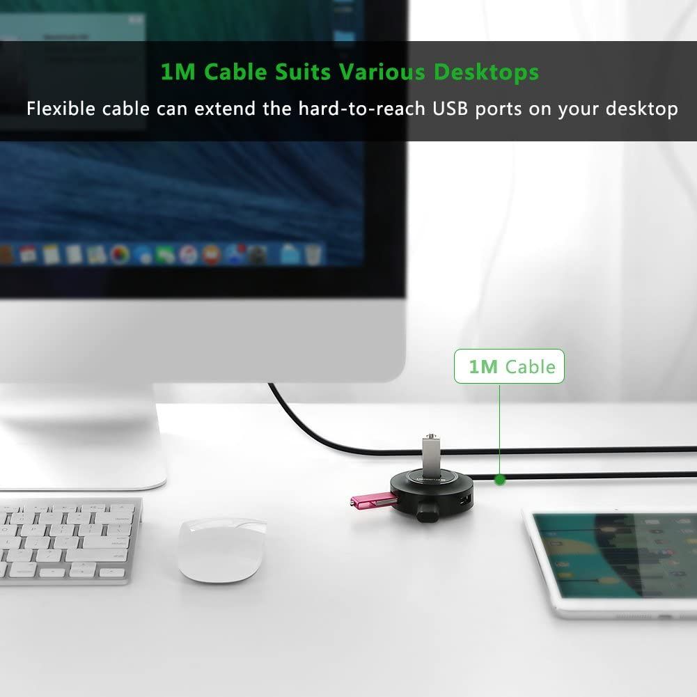 USB 2.0 Hub 4 Ports 1m (Black)