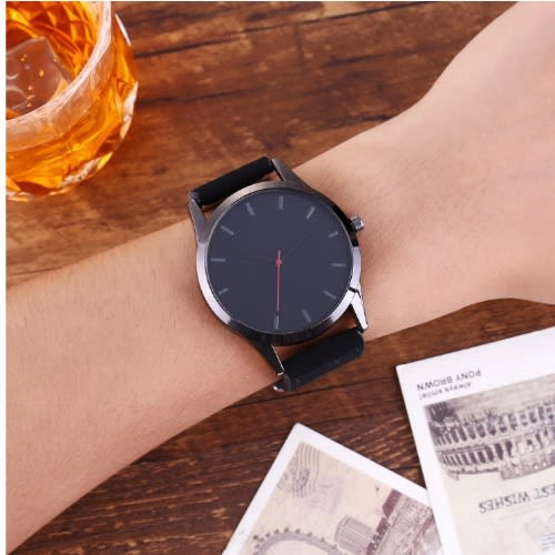 Men Leather Wristwatch