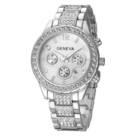 Steel Rhinestone Unisex Silver