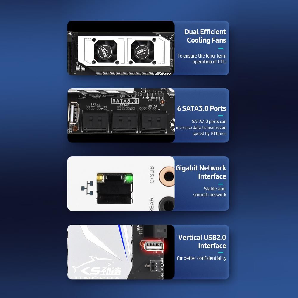 Jingsha X99-E8I Gaming Motherboard with 8 DDR4 Memory Slots 6 SATA3.0 Ports Support Intel Xeon E5 LGA2011-3 V3/V4 Series CPU