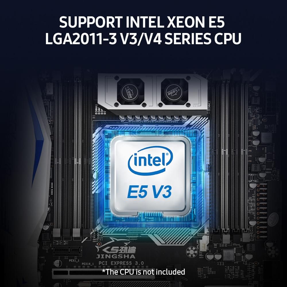 Jingsha X99-E8I Gaming Motherboard with 8 DDR4 Memory Slots 6 SATA3.0 Ports Support Intel Xeon E5 LGA2011-3 V3/V4 Series CPU