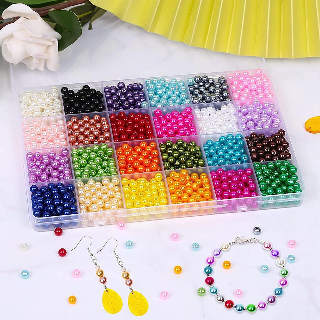 1680Pcs Pearl Bead Set DIY Craft Round Colorful For