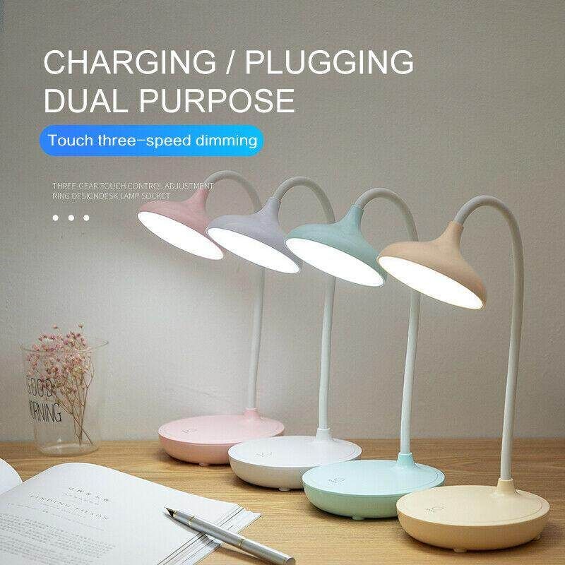 Dimmable Touch Sensor USB Charge LED Desk Table Night Bedside Reading Lamp Light Pink