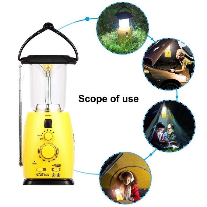 Emergency Weather Radio Solar Hand Crank AM FM LED & Reading Light
