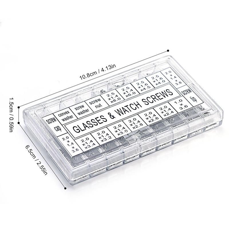 1000Pcs Stainless Steel Eyeglasses Watch Repair Screw Repment Kit Set Screws Nut Assortment Repair Tool Kit Set