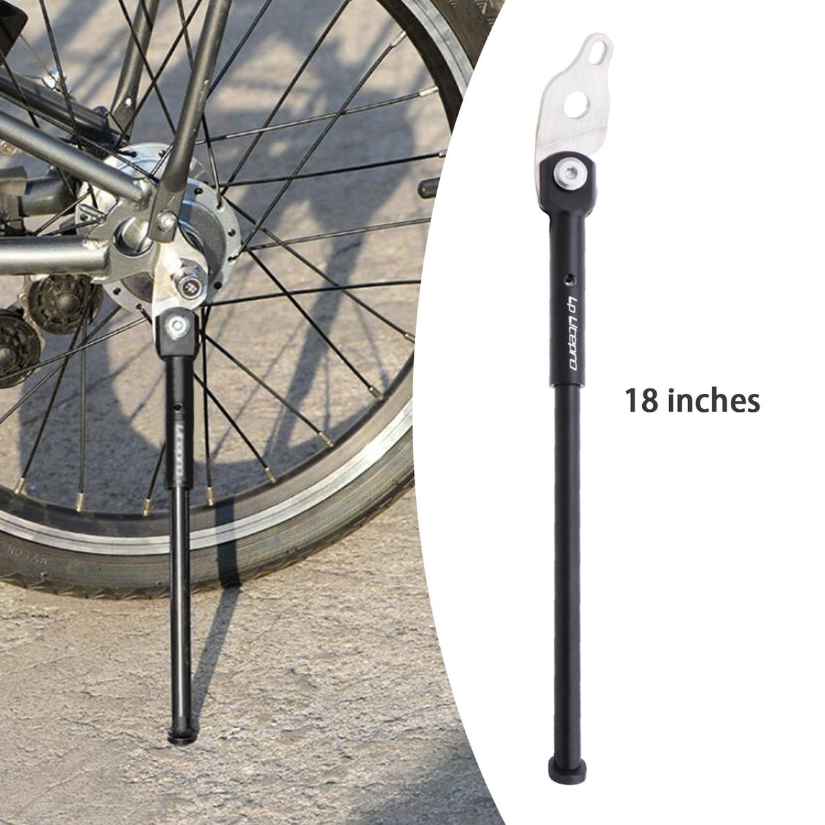 Alloy Folding Bike Kickstand Bicycle Support Kick Stand Fit Black 18in