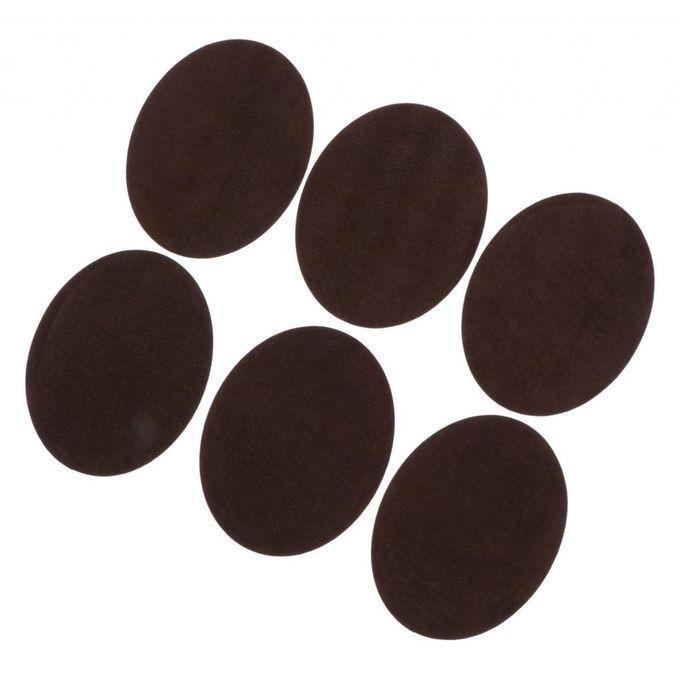 6pcs Oval Shape Ironon Patch Suede Elbow Applique Cloth Badge Coffee