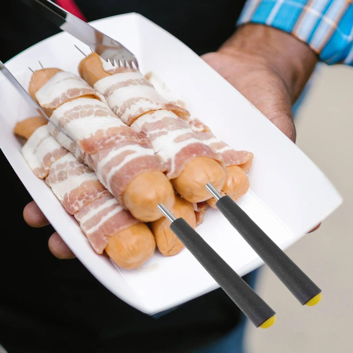 6 Pcs Telescopic Barbecue Fork Meat Set Grill Outdoor Stick Marshmallow Sticks Metal Stainless Steel Forks Grilling