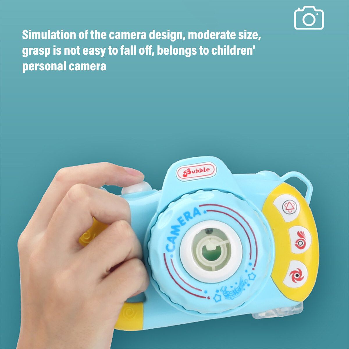 Children Bubble Camera Machine Toy Automatic Bubble Blowing Play Music Lighting Blue
