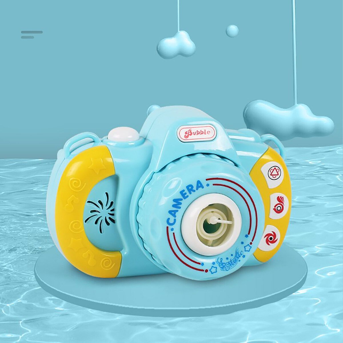 Children Bubble Camera Machine Toy Automatic Bubble Blowing Play Music Lighting Blue
