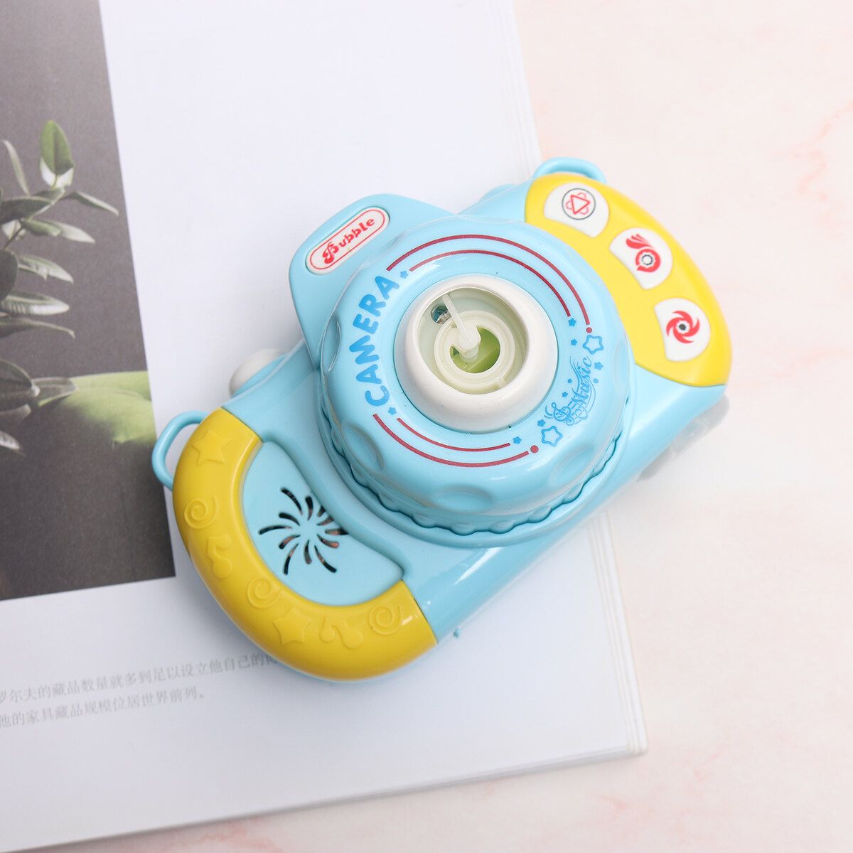 Children Bubble Camera Machine Toy Automatic Bubble Blowing Play Music Lighting Blue