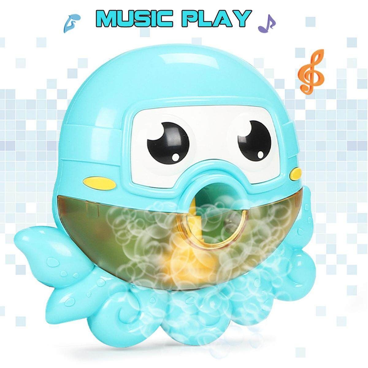 Kids Baby Bubble Frog Crab Automatic Shower Machine Blower Maker Bath Music Toy Octopus Bubble Machine (blue) Color Box