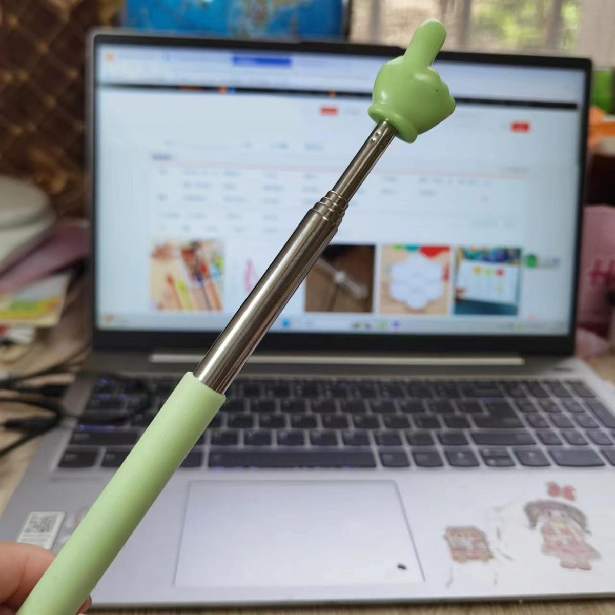 Break-resistant Metal Pointer Telescopic Handheld for Classroom Green
