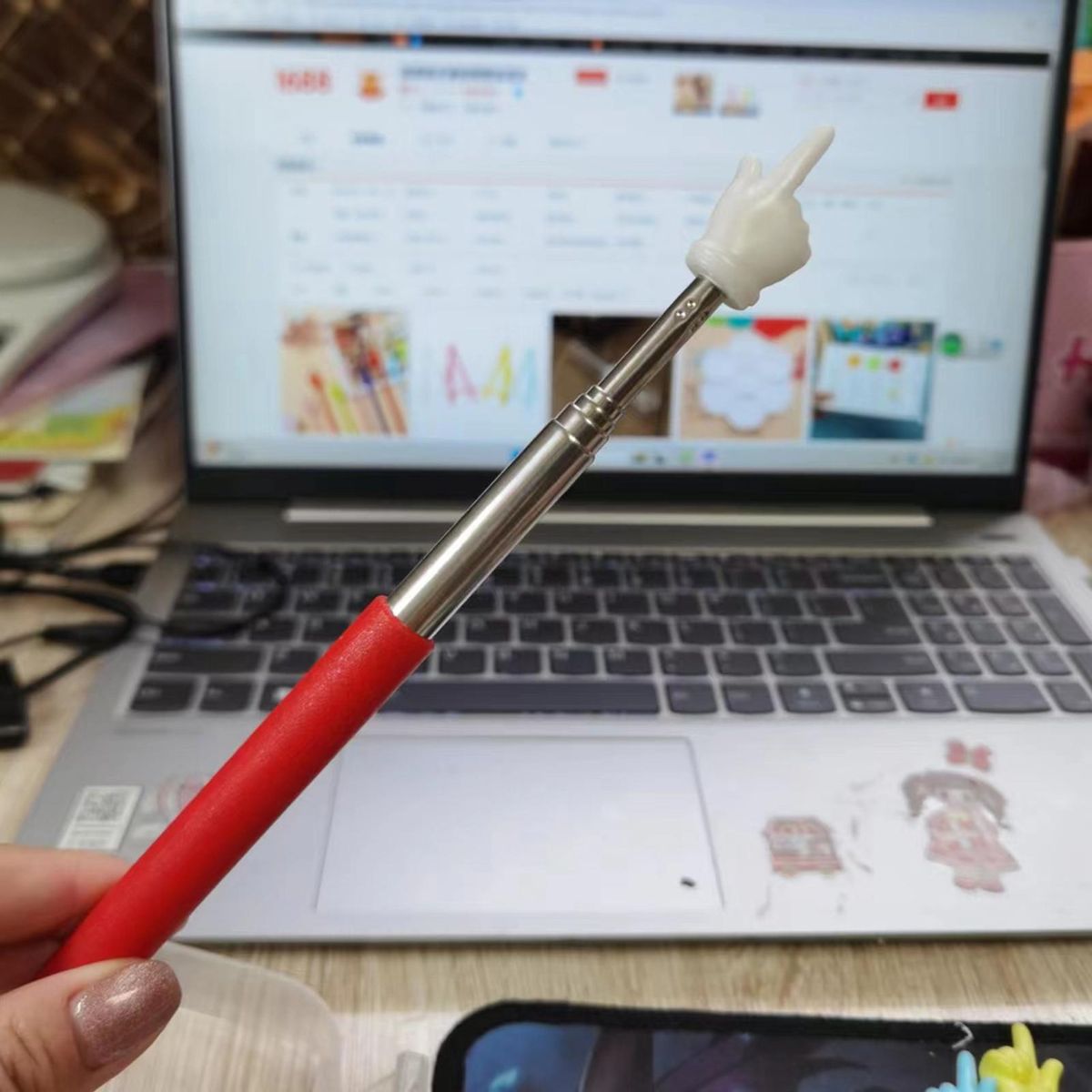 Classroom Teacher Pointer Telescopic Handheld Presenter for Classroom Red