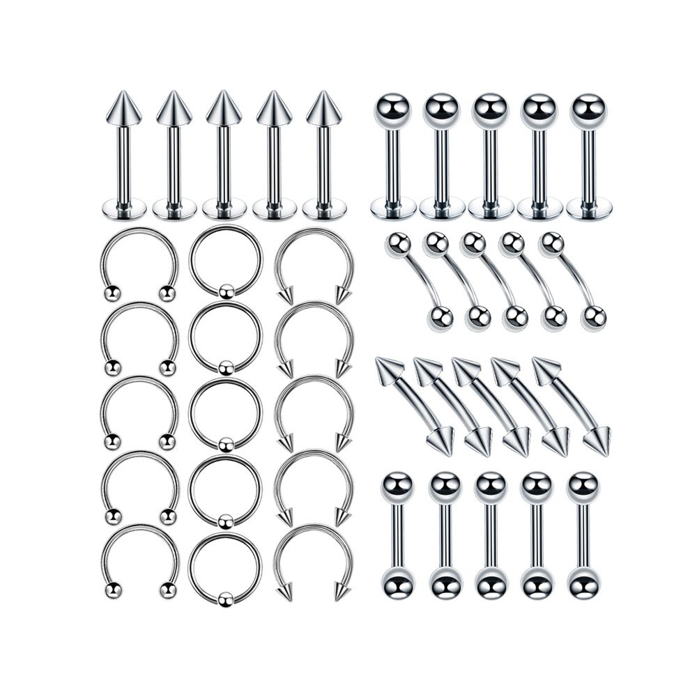 40 Piece Stainless Steel Mix Body Piercing Jewelry Set