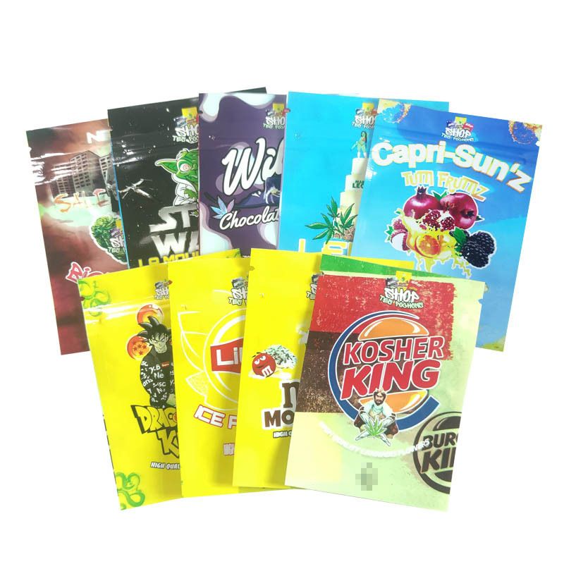 Food Storage Leaves Mylar Ziplock Bags Waterproof Packaging 7x10cm Cooki Transparent Bag Plastic Print Storage Pouches-Dark Gray-10Pcs