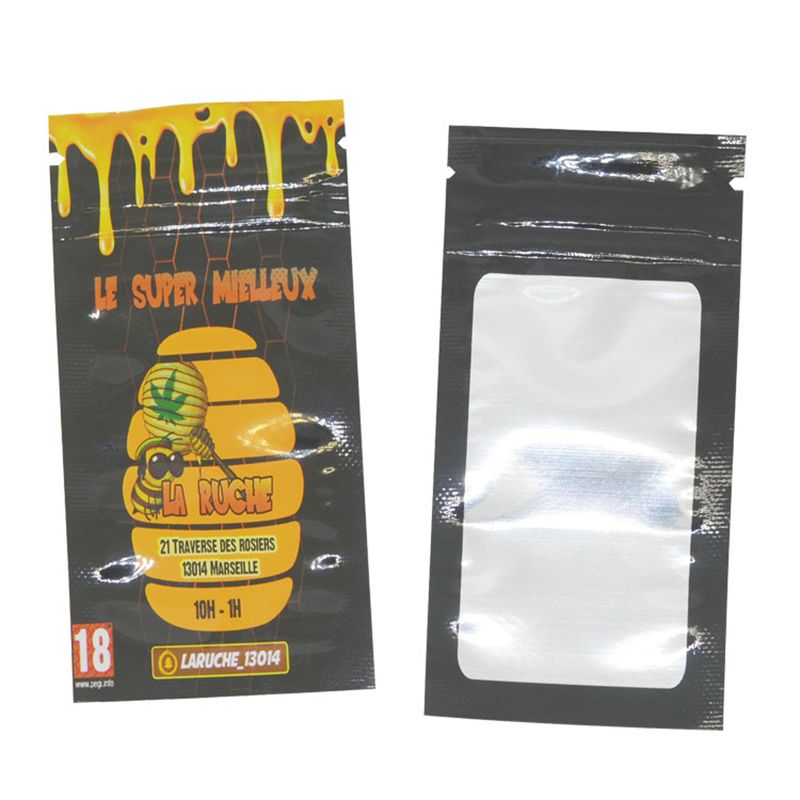 Food Storage Leaves Mylar Ziplock Bags Waterproof Packaging 7x10cm Cooki Transparent Bag Plastic Print Storage Pouches-Dark Gray-10Pcs