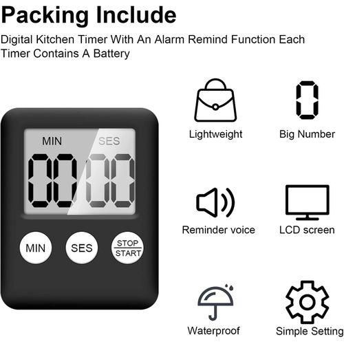 Digital Kitchen Timer, 4 Pieces Kitchen Alarm
