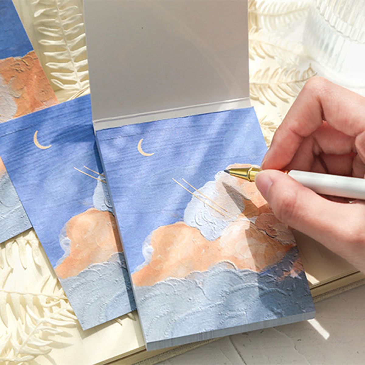 60 Pcs Memo Pad Cloud Print Oil Painting Note Paper B