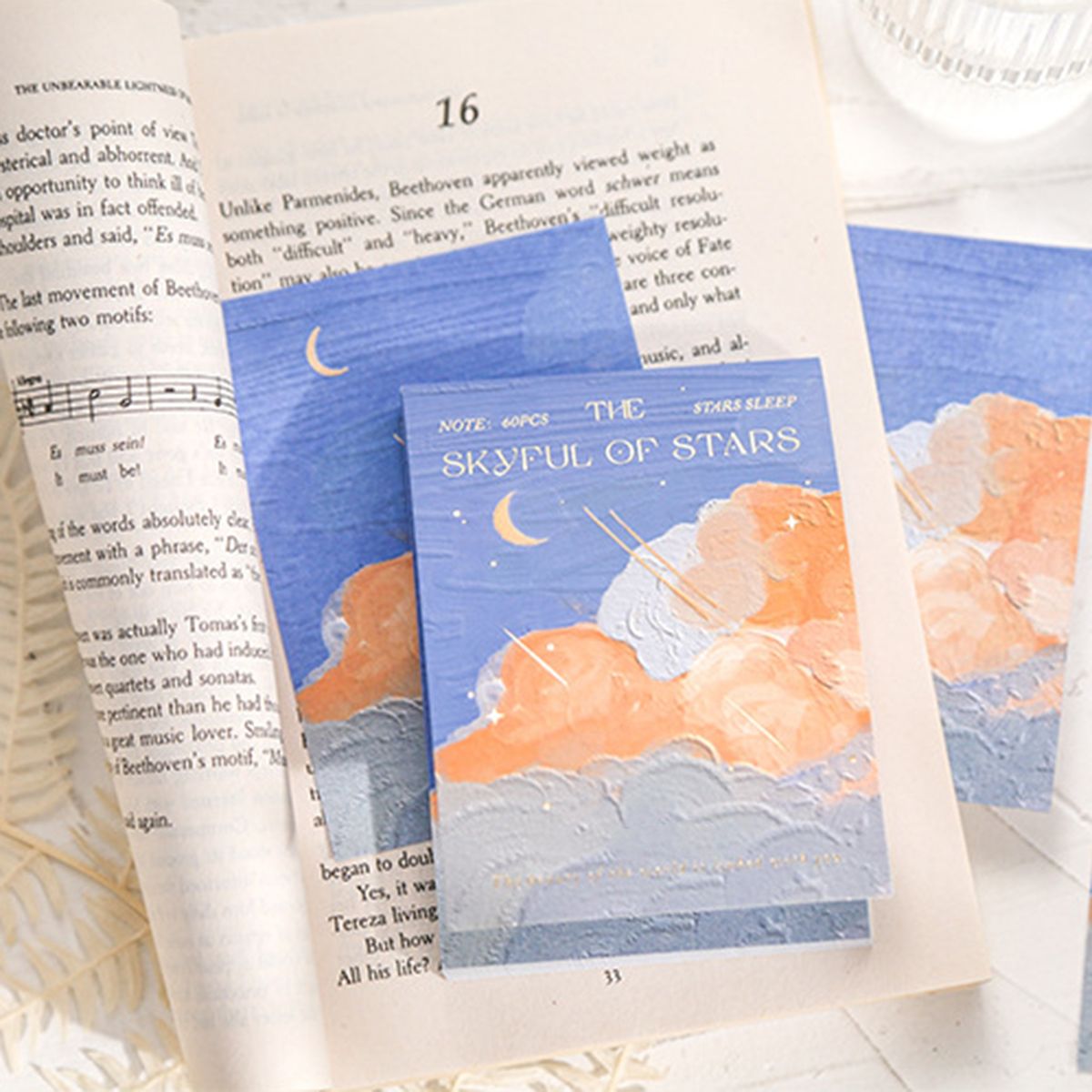 60 Pcs Memo Pad Cloud Print Oil Painting Note Paper B