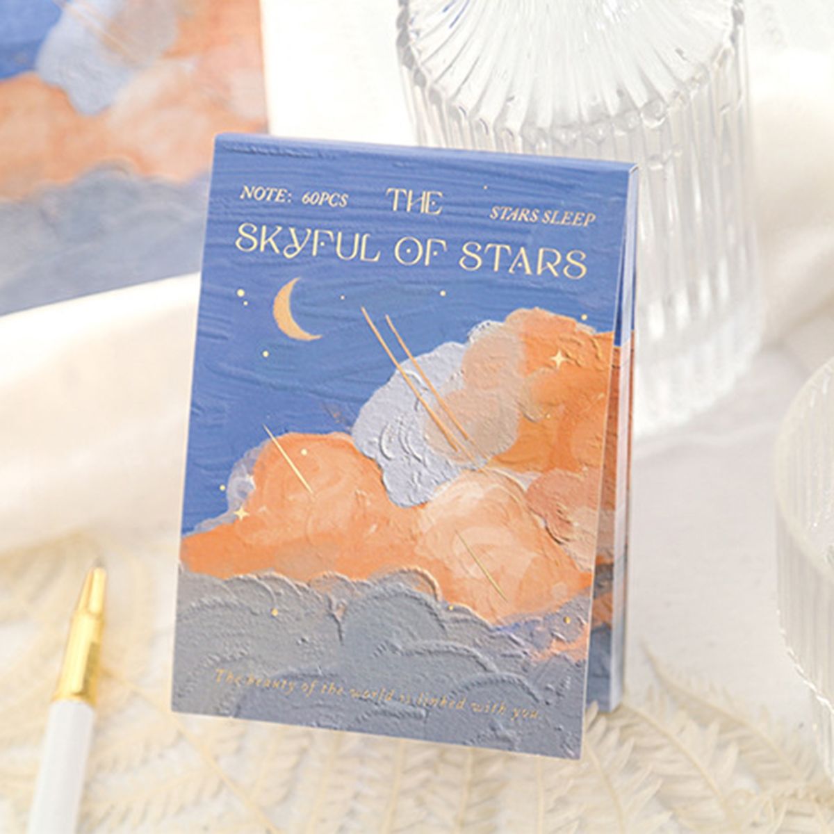 60 Pcs Memo Pad Cloud Print Oil Painting Note Paper B