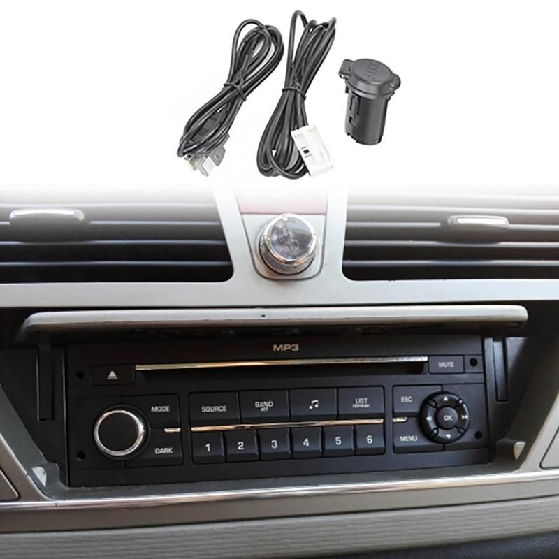Car Stereo Male USB AUX Cable Set for Peugeot 206 207 307
