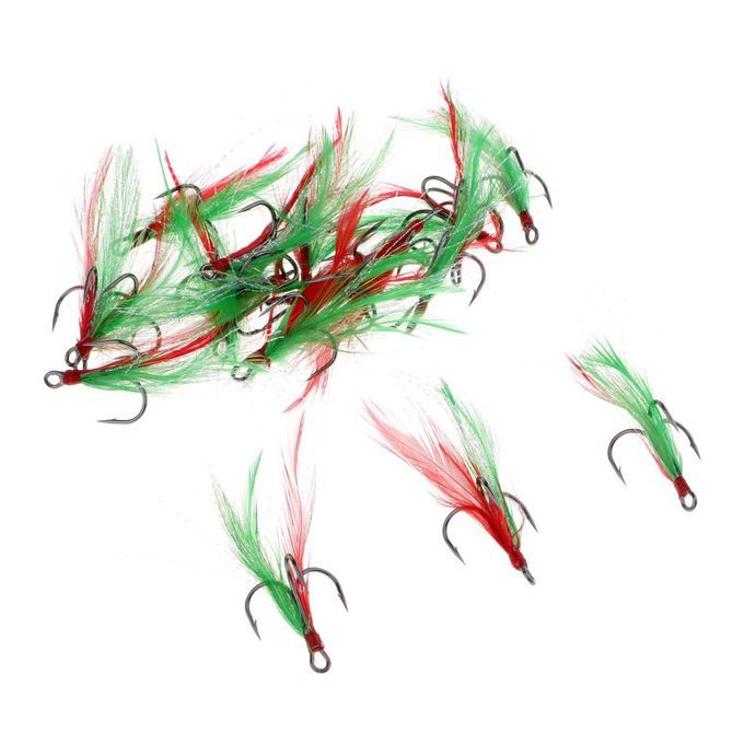 20pcs  Treble Hooks With Feather Fly Minnow   SZ005