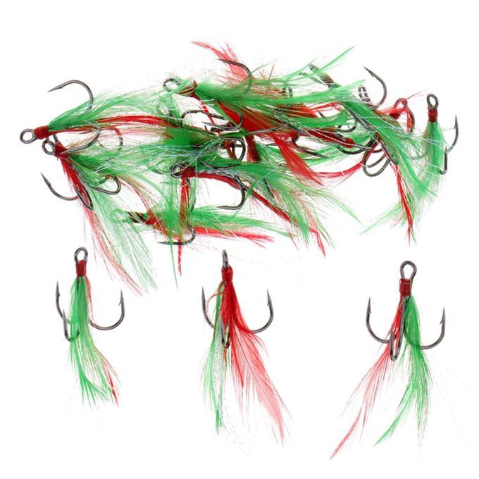 20pcs  Treble Hooks With Feather Fly Minnow   SZ005