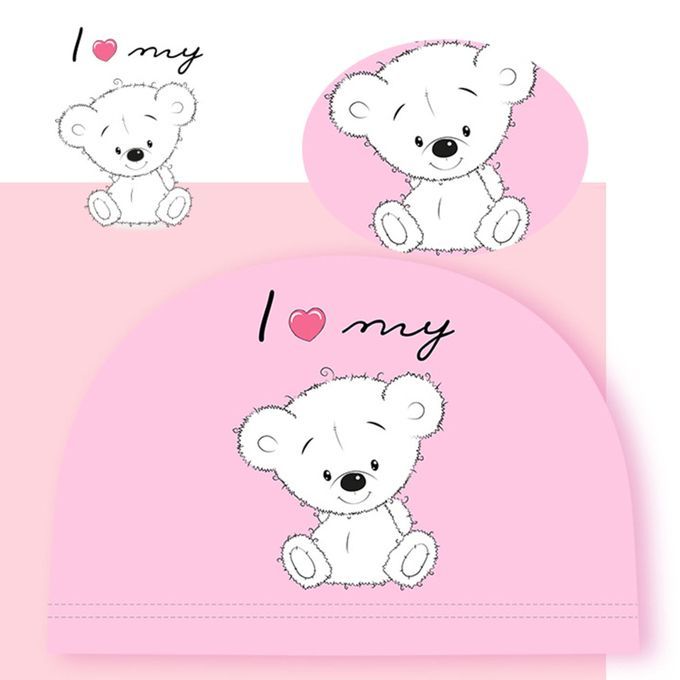 Swim Cap Kids Comfortable Fit Bathing Swimming Hat Pink Teddy Bear