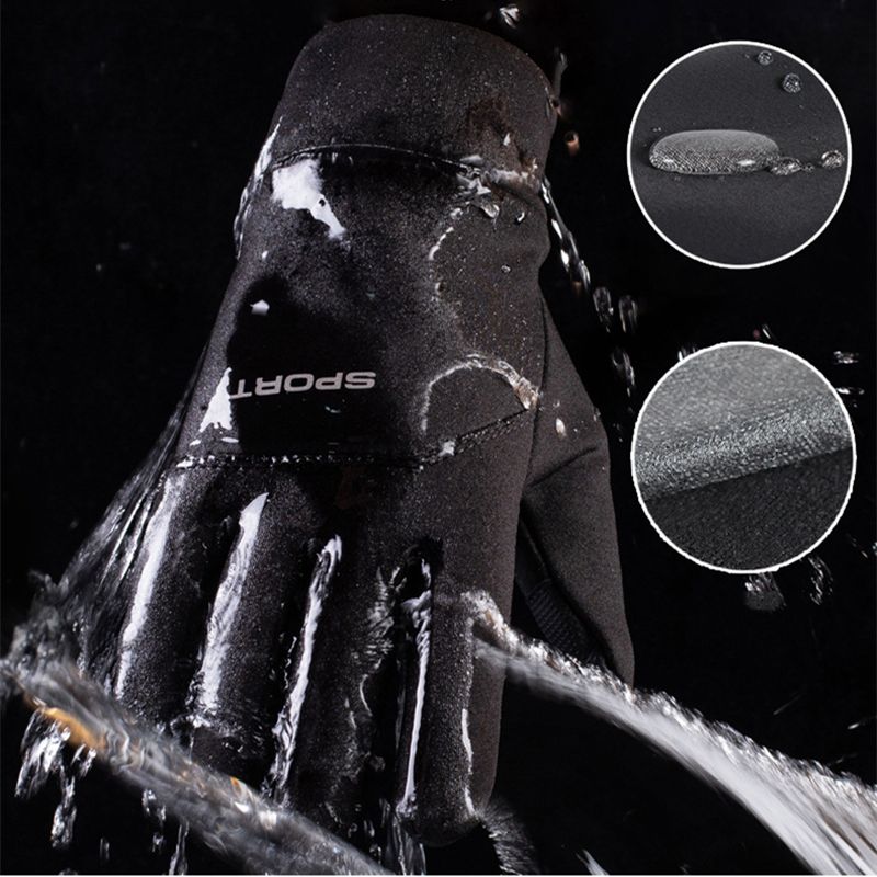 (Black)2023 NEW Running Motorcycle Ski Touch Screen Fleece Gloves Non-slip Warm Full Fingers M GRE