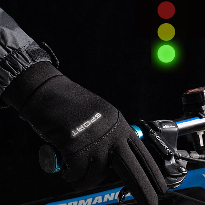 (Black)2023 NEW Running Motorcycle Ski Touch Screen Fleece Gloves Non-slip Warm Full Fingers M GRE