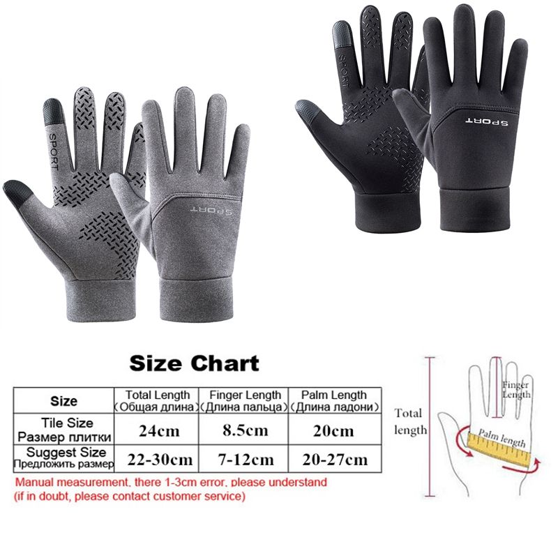 (Black)2023 NEW Running Motorcycle Ski Touch Screen Fleece Gloves Non-slip Warm Full Fingers M GRE