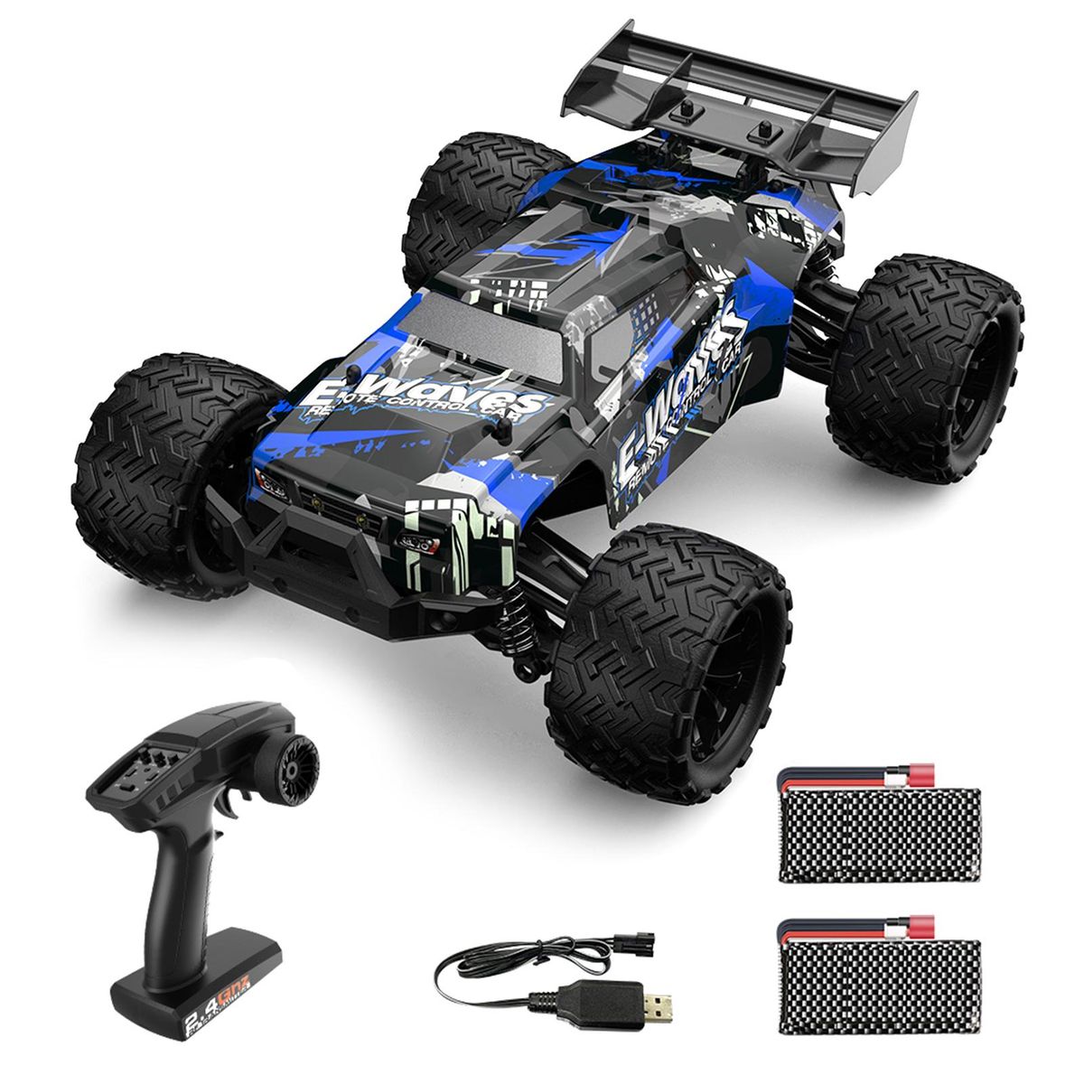 Remote Control Car 1/14 2.4GHz 45km/h All Terrain Off Road Trucks 4WD Brushless Motor Climbing Car Gifts Full Scale for Kids Adults 2 Battery