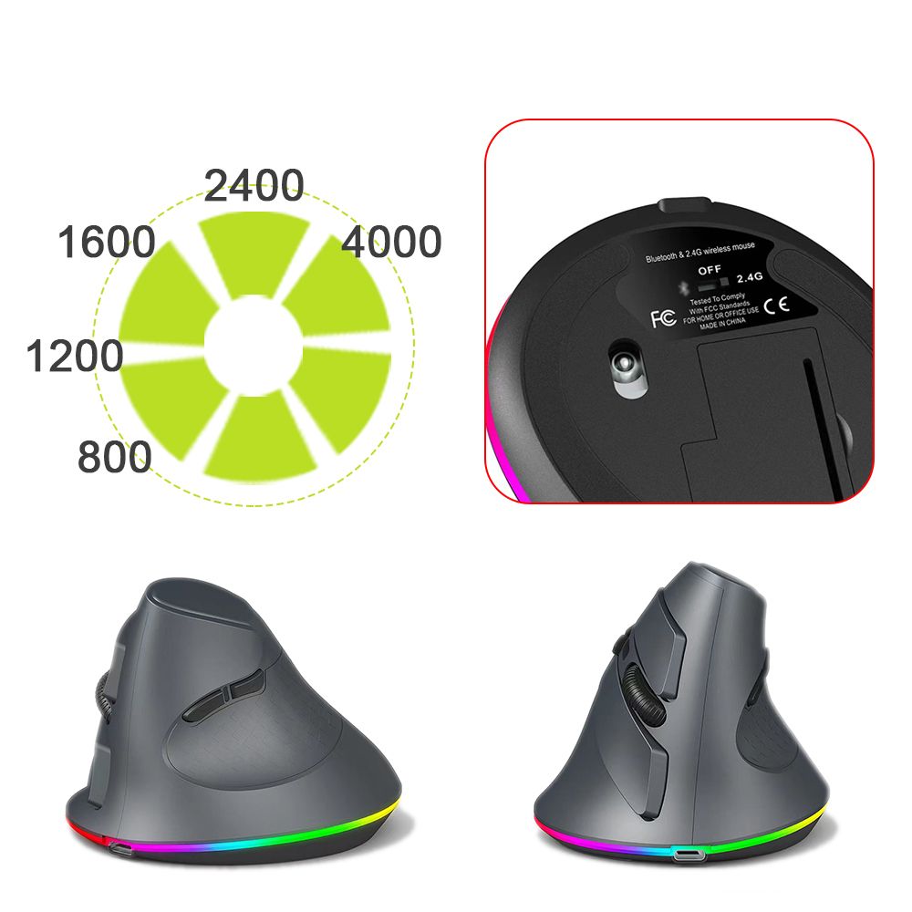 Vertical Wireless Gaming Mouse Programmable Ergonomic Design