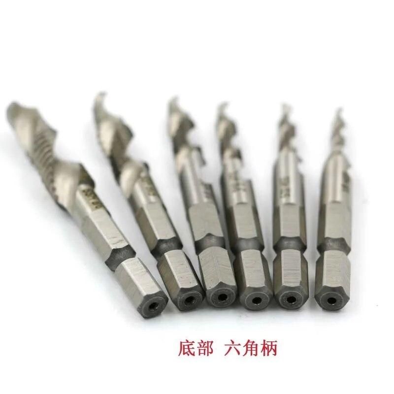 Hand Tap Drill 6pcs/set Hex 1/4" Hex Shank Drill Bit HSS Screw Tap Drill Bits Hss Taps Countersink Set HSS Composite Tap Drills