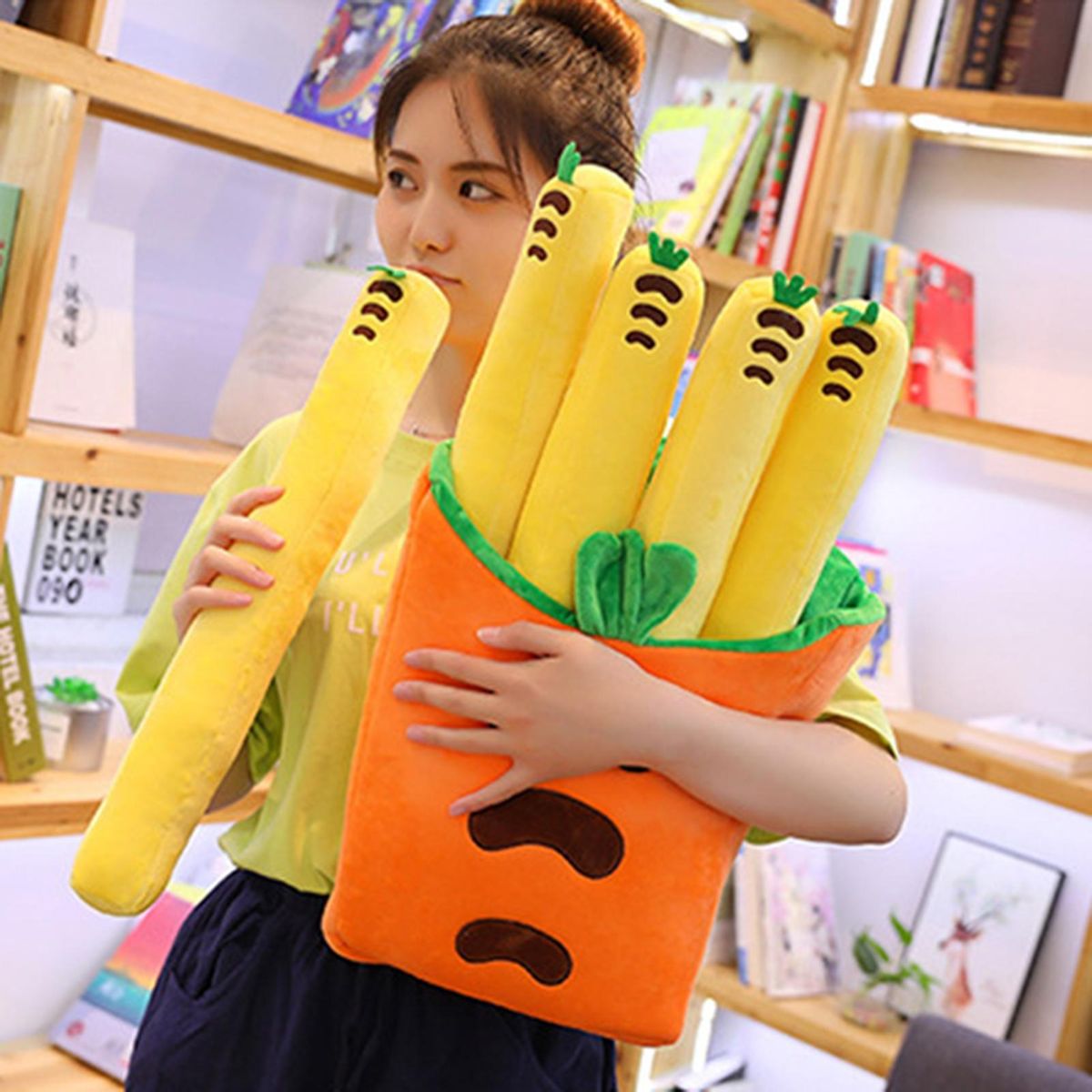 Plush Fries Pillow Plush Doll Throw Pillow Kids Stuffed Toy Orange