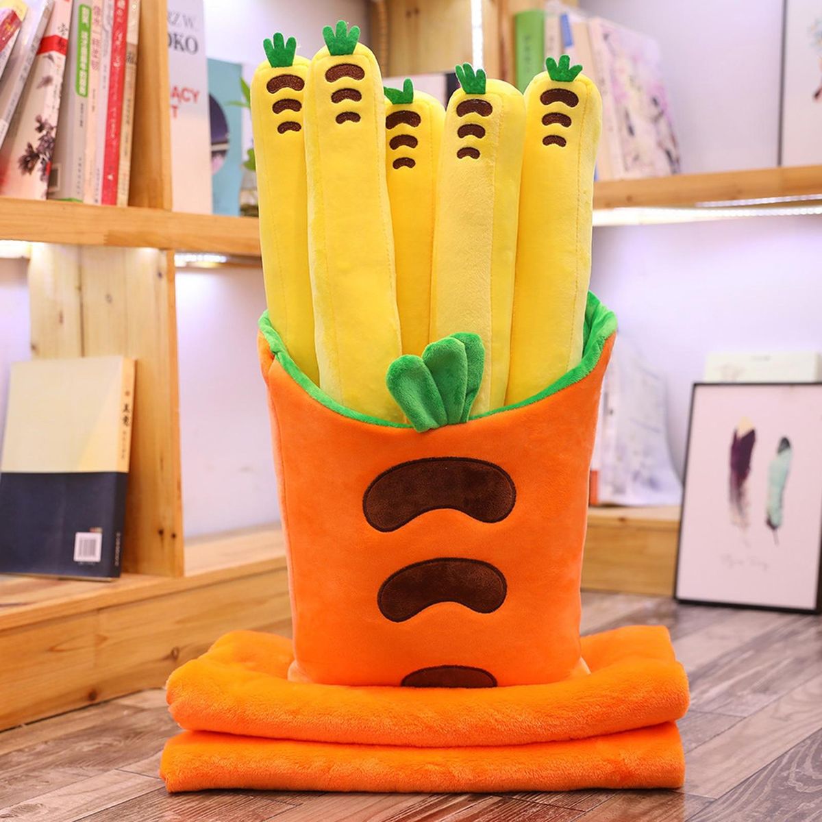 Plush Fries Pillow Plush Doll Throw Pillow Kids Stuffed Toy Orange