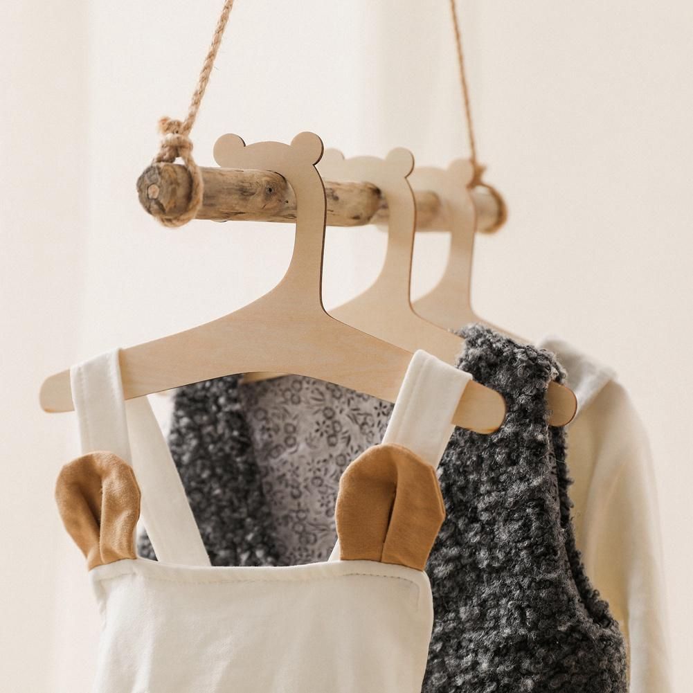 30 Pcs Wooden Hanger for Baby Clothes Natural Wood Hanger for Baby Clothes Hanger Rack Room Nursery Decor