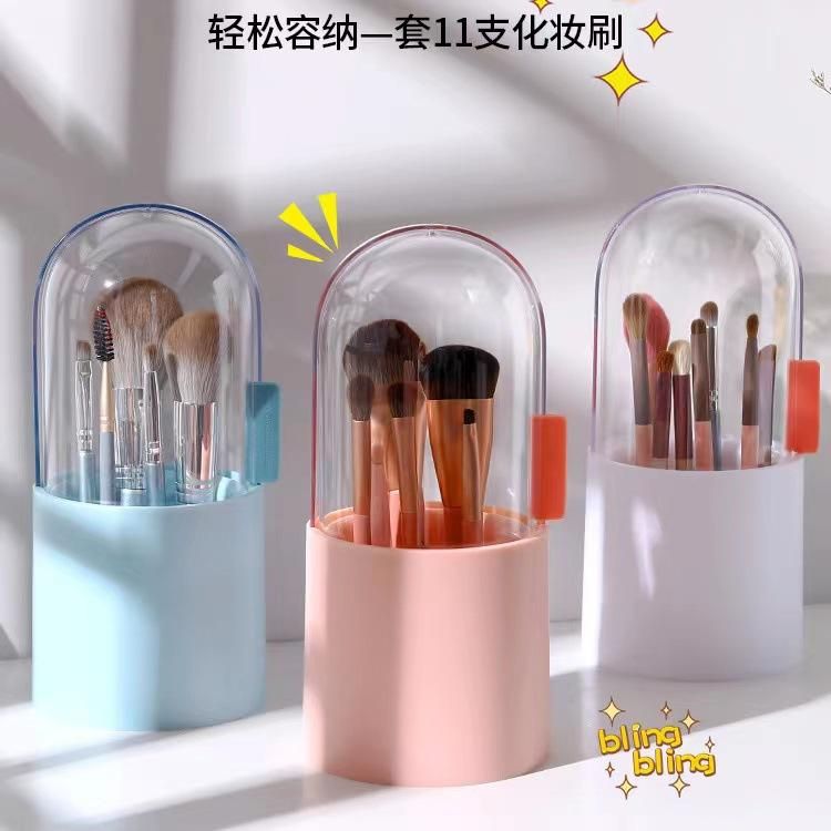 Pen Holder Eyebrow Pencil with Storage Eye Shadow Function Brush Pearl Storage Make-up Barrel Desktop with Multifunctional Cover Dustproof