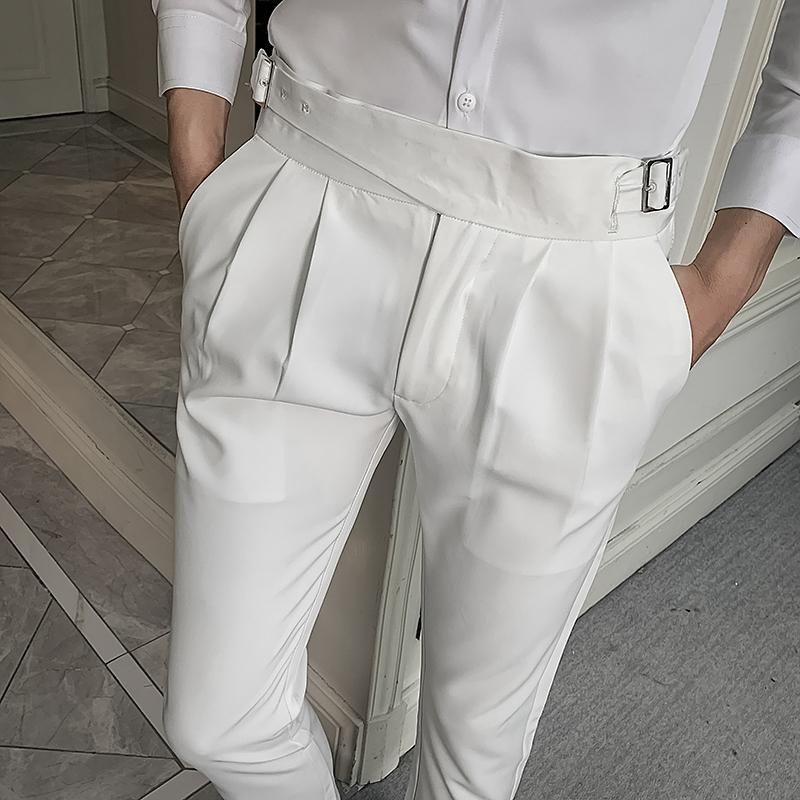White dress pants for men Business suit Adjusted formal pants casual wedding suit