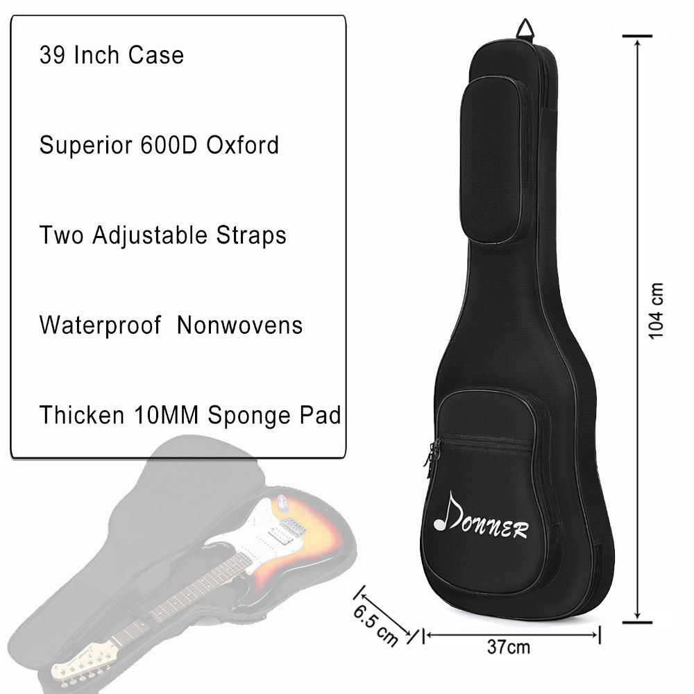 Donner 39 Inch Premium Electric Bass Guitar Gig Bag Backpack Case Cover Water-Resista