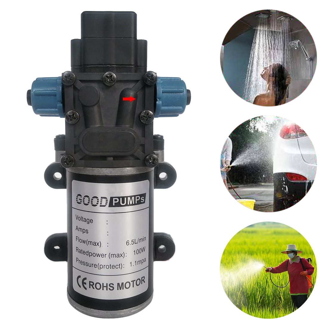 DC48V 100W Reflux Double Thread Positive Pump Diaphragm 8L Atomizing Spray Water Pump For Car Washing / Irrigation