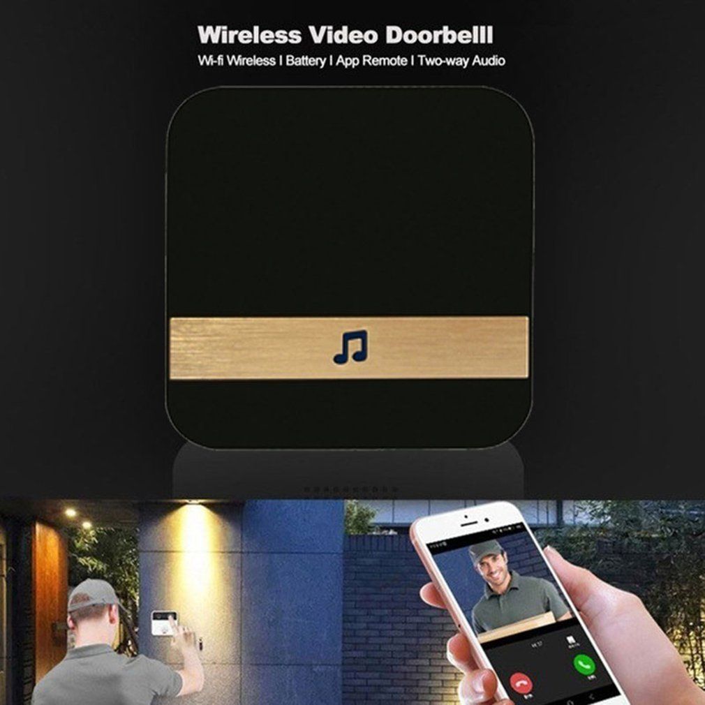 Wireless Wifi Remote Smart Doorbell Ring Camera Door Bell Ding Dong Machine-black-UK