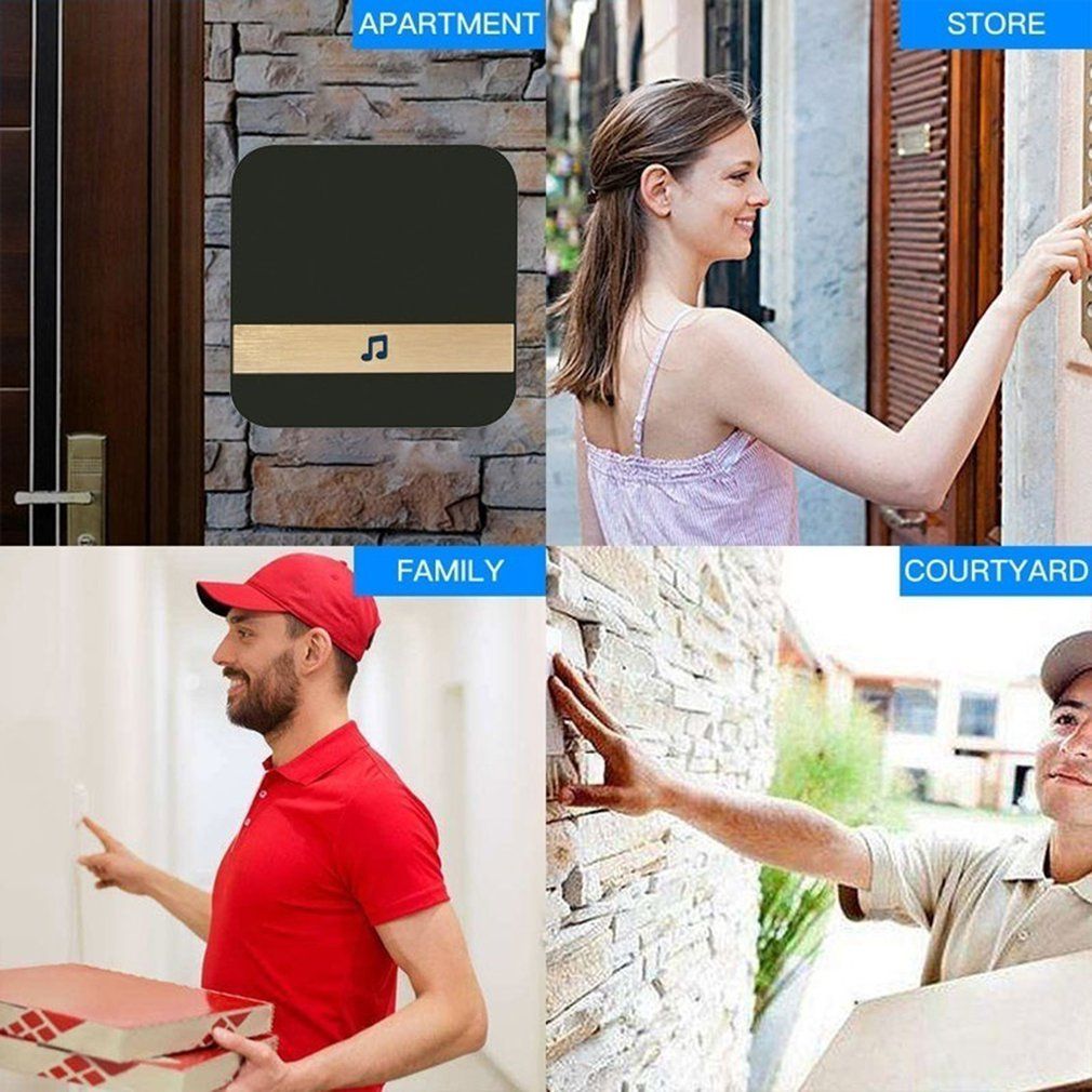 Wireless Wifi Remote Smart Doorbell Ring Camera Door Bell Ding Dong Machine-black-UK
