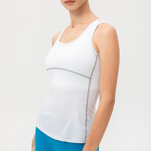 Womens Fitness Tank Top Running Vest Casual Gym Sleeveless Sportswear（White）