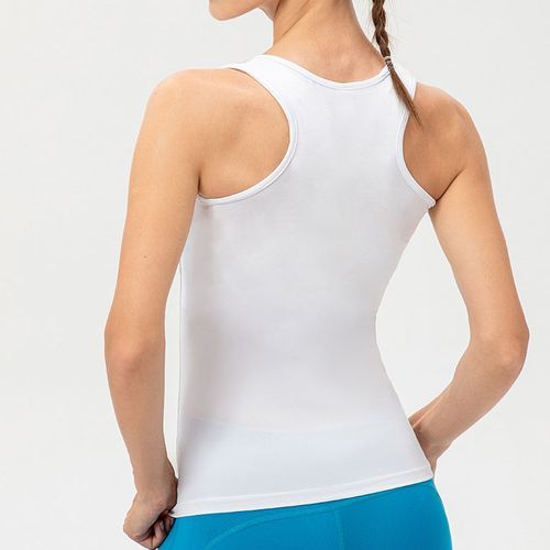 Womens Fitness Tank Top Running Vest Casual Gym Sleeveless Sportswear（White）
