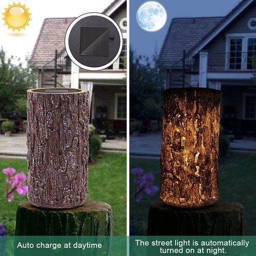 Solar Powered Stump Light Garden Decorative Landscape